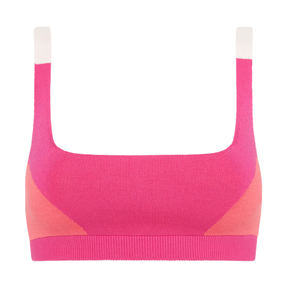 Nagnata Colorblock Bralette In Hot Pink , Neon Pink, X-Small