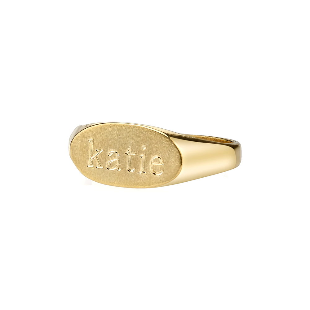 Sarah Chloe Lana Signet Pinky Ring In Gold Vermeil, Size 4