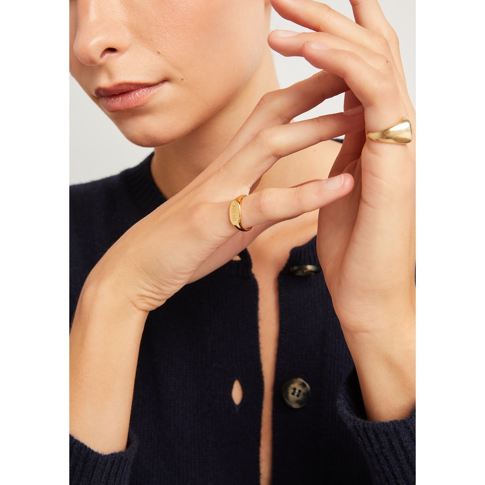 Sarah Chloe Lana Signet Pinky Ring In Gold Vermeil, Size 7