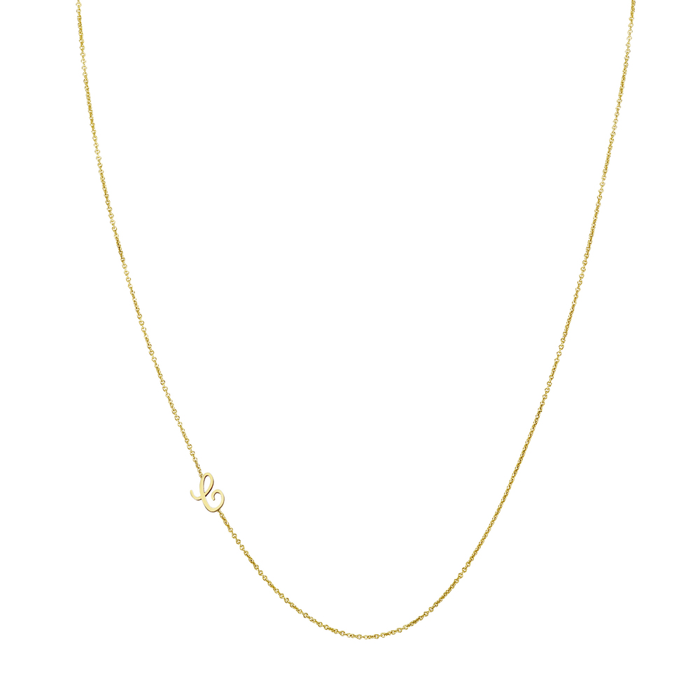 Sarah Chloe Amelia Asymmetrical Initial Necklace In 14K Yellow Gold