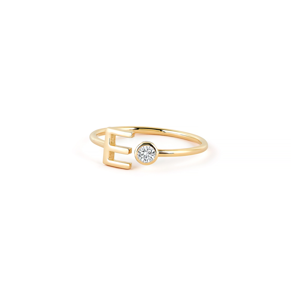 Sarah Chloe Amelia Initial Diamond Ring In 14K Yellow Gold, Size 8