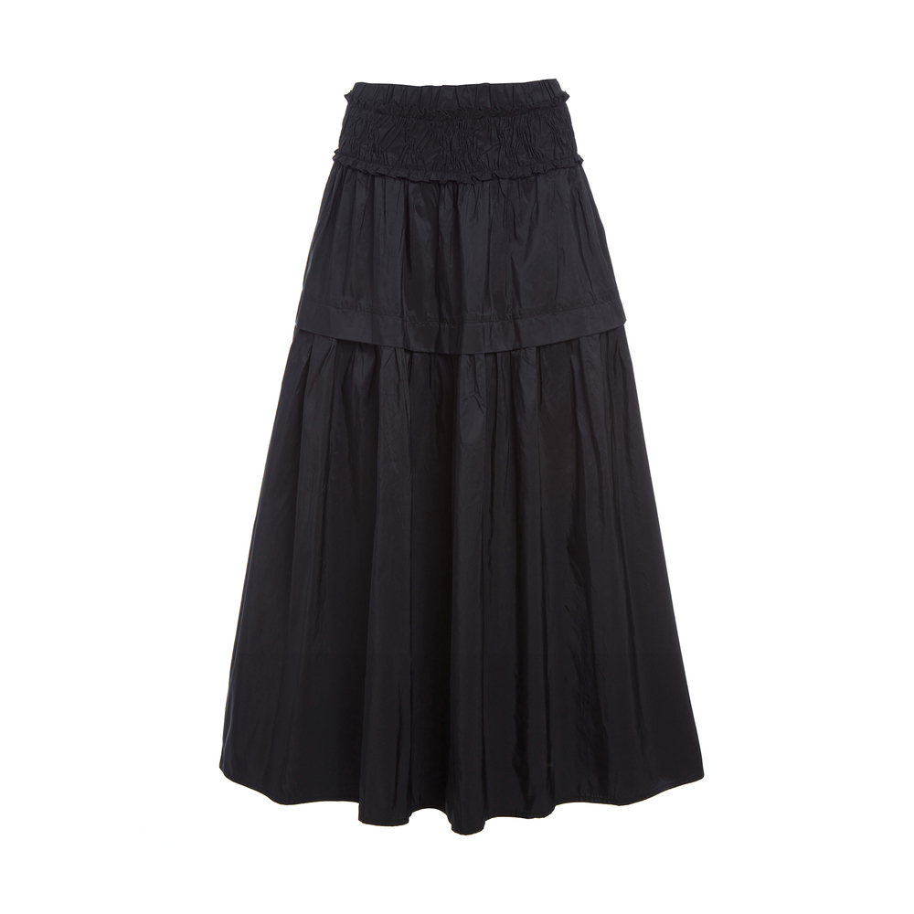 Sea Diana Smocked Midi Skirt In Black, X-Small