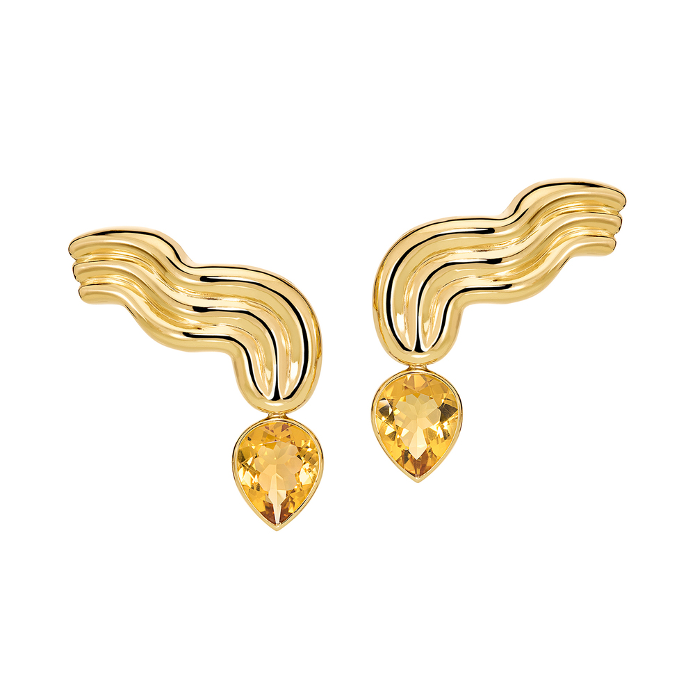 Sauer Figura So Earrings In 18K Yellow Gold/Citrine