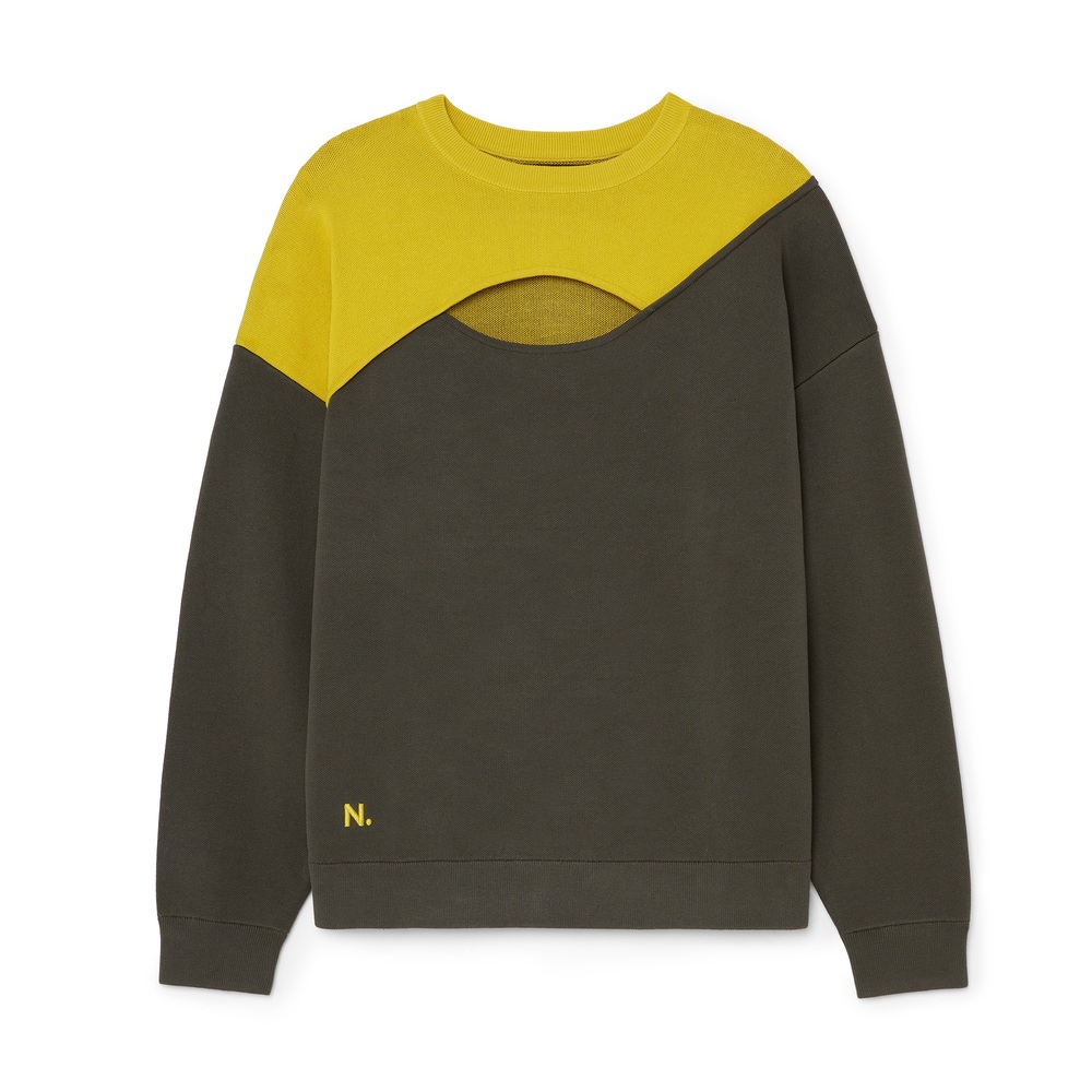 Nagnata Balanced Crewneck In Forest/Chartreuse, X-Small