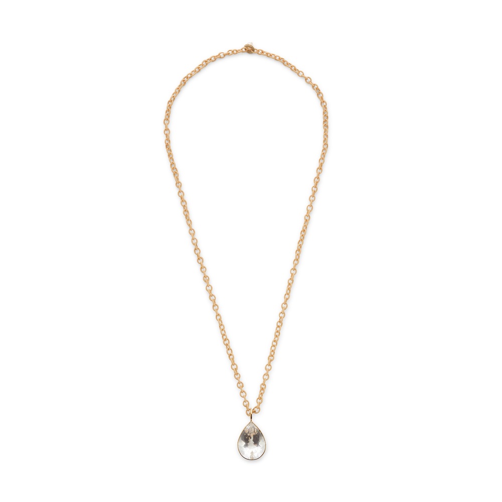 Sauer Mudra Rock Crystal Necklace In 18K Yellow Gold/Crystal