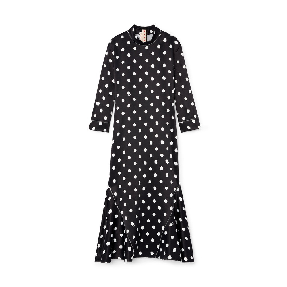 Marni Polka-Dot Dress In Black, Size IT 42