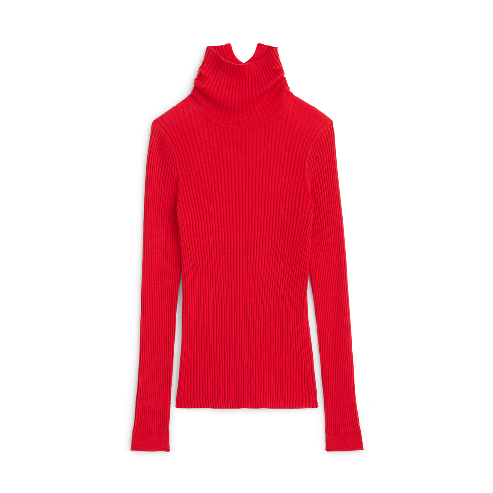 Alex Mill Cristy Ribbed Turtleneck In Red, X-Small