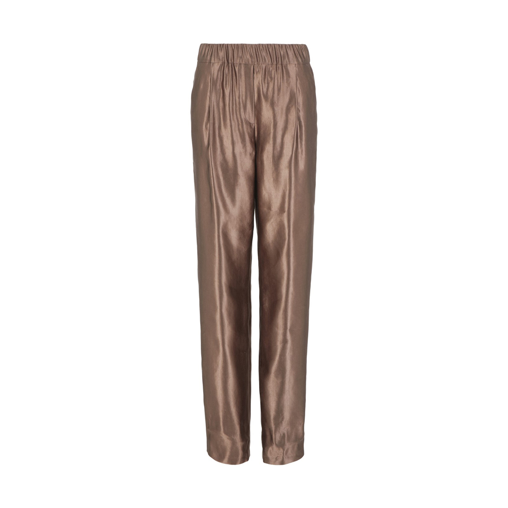 Giorgio Armani Linen-silk Straight Trousers In Nutmeg