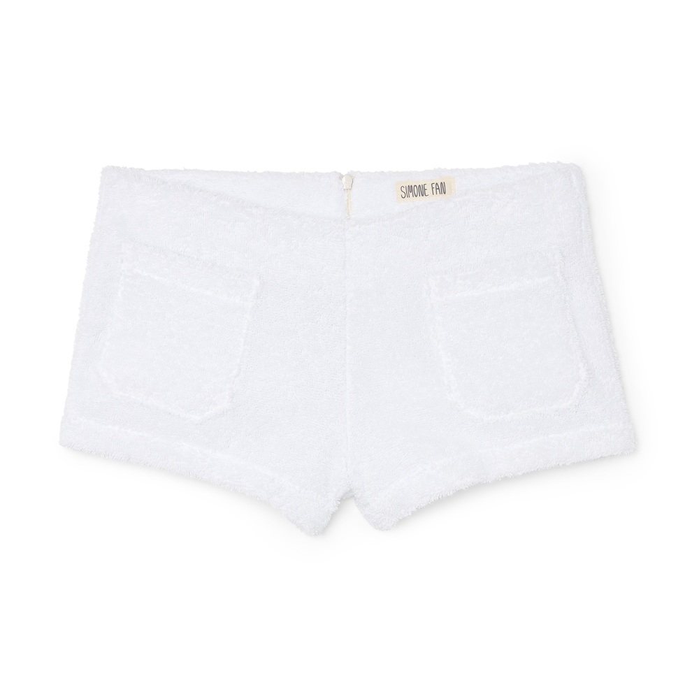 Simone Fan The Zip-Up Mini Shorts In Optic White, Large