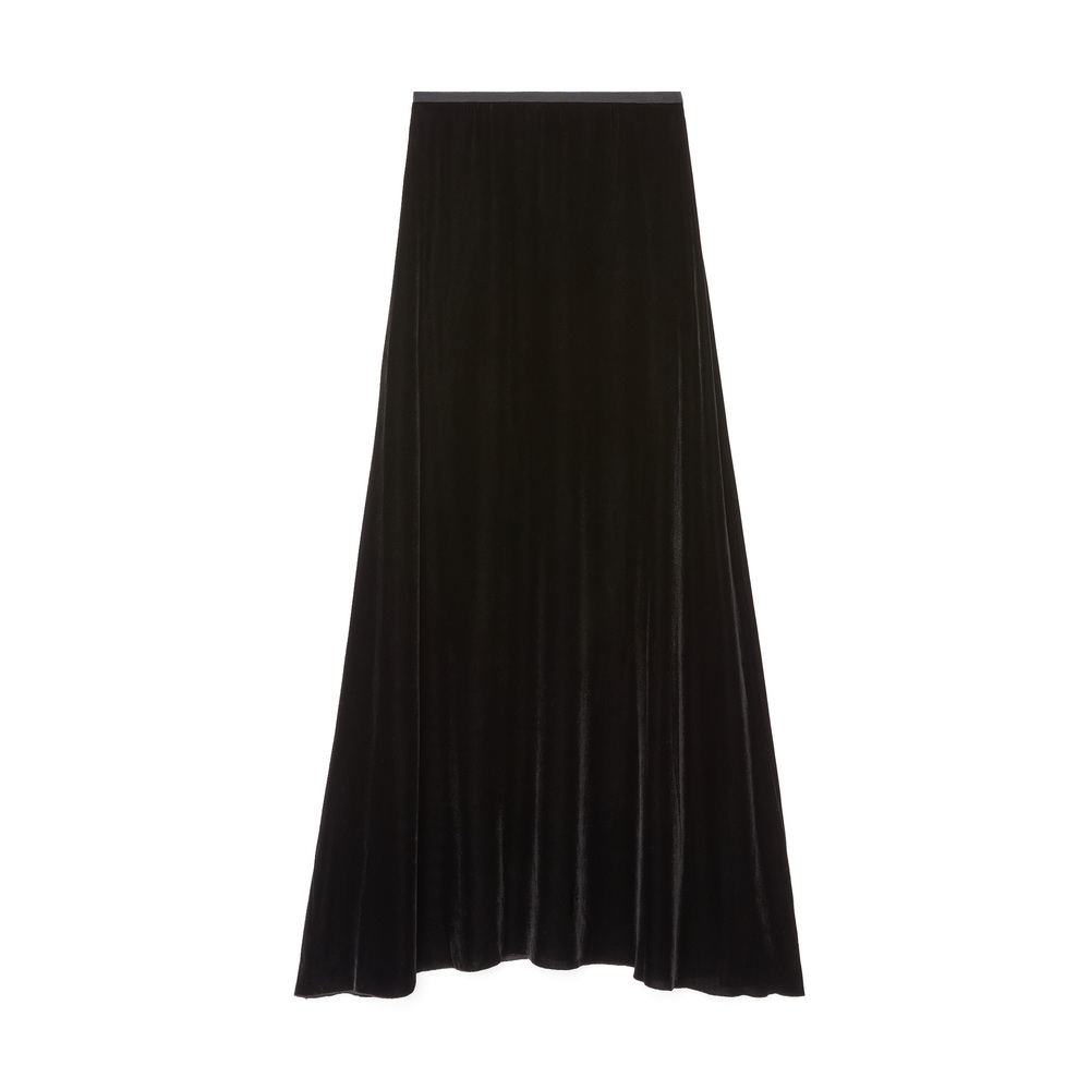 G. Label By Goop Reilly Long Velvet Skirt In Black, Size 14