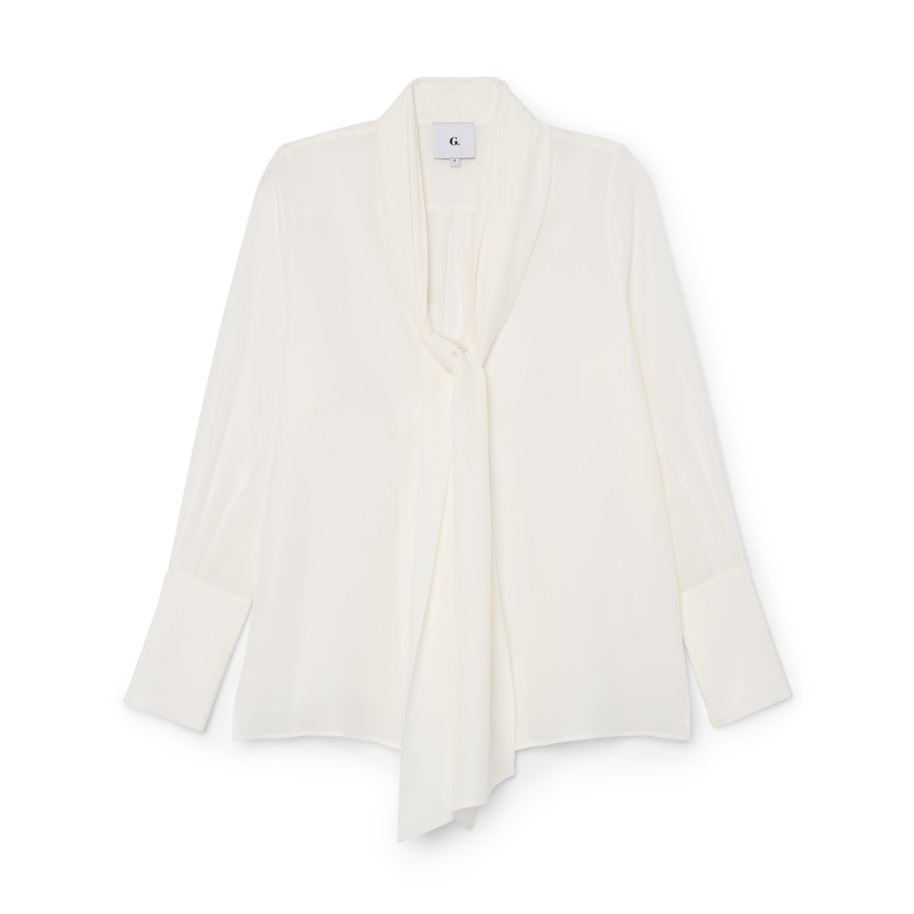 G. Label By Goop Ginny Long-tie Blouse In Ivory