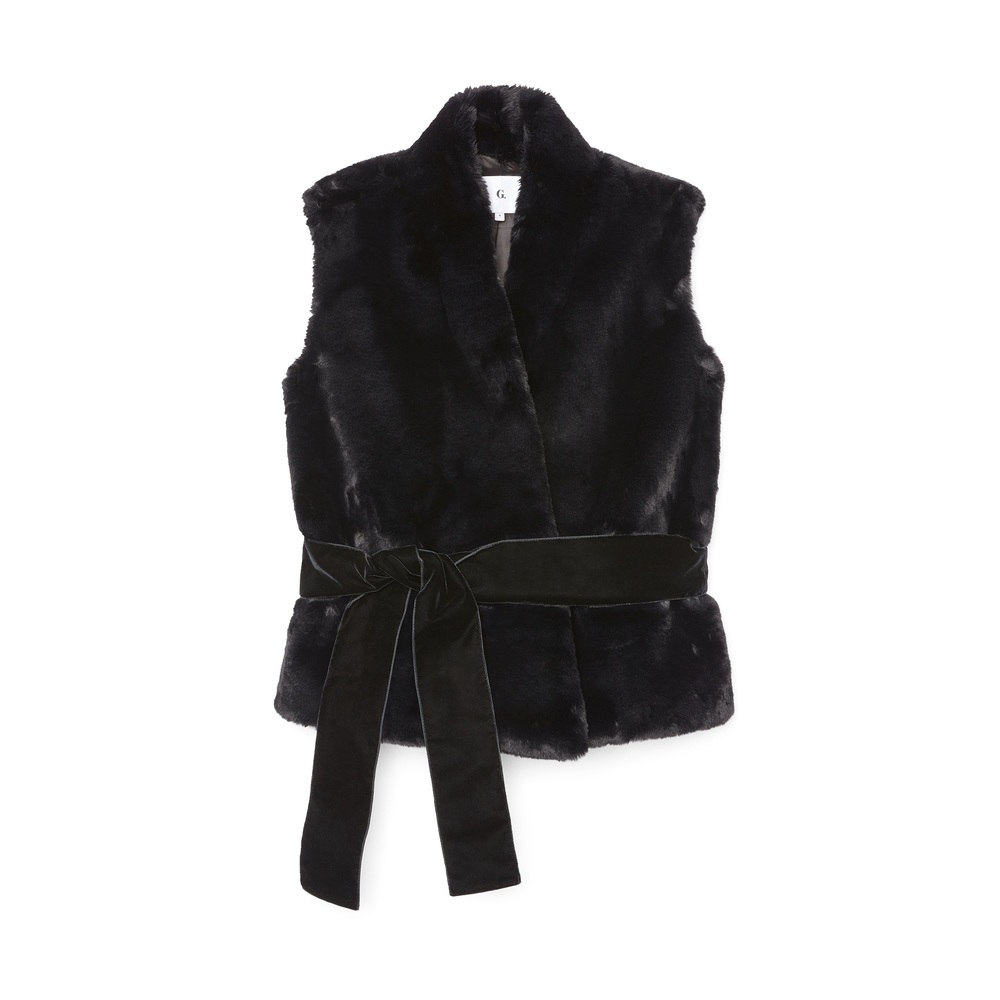 G. Label By Goop Coco Faux-Fur Vest In Black, Medium