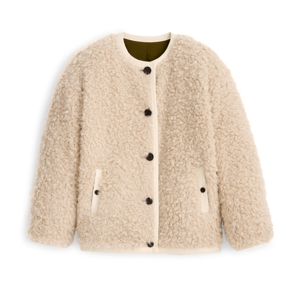 Shop Alex Mill Reversible Polar Bear Jacket In Natural,olive