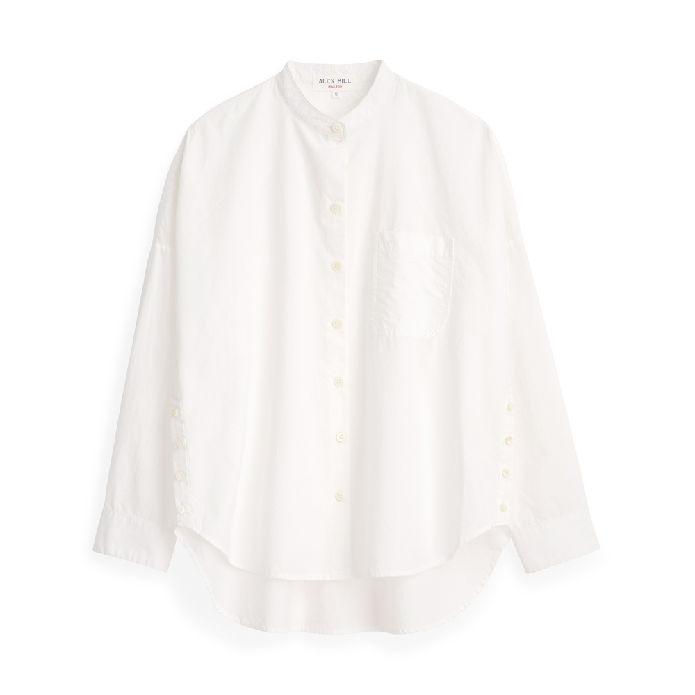Alex Mill Collarless Standard Shirt In White, Small