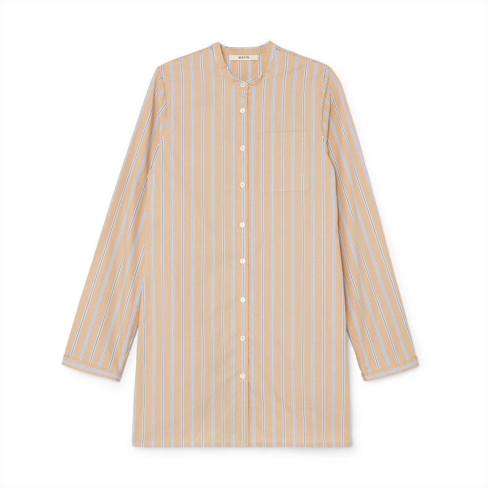Matin Mini Shirtdress In Tan/Blue Stripe, Size AU8