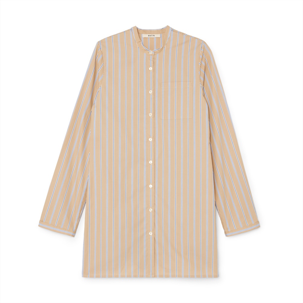 Matin Mini Shirtdress In Tan,blue Stripe