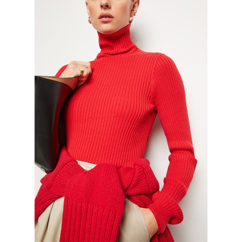 Alex Mill Cristy Ribbed Turtleneck In Red, Large
