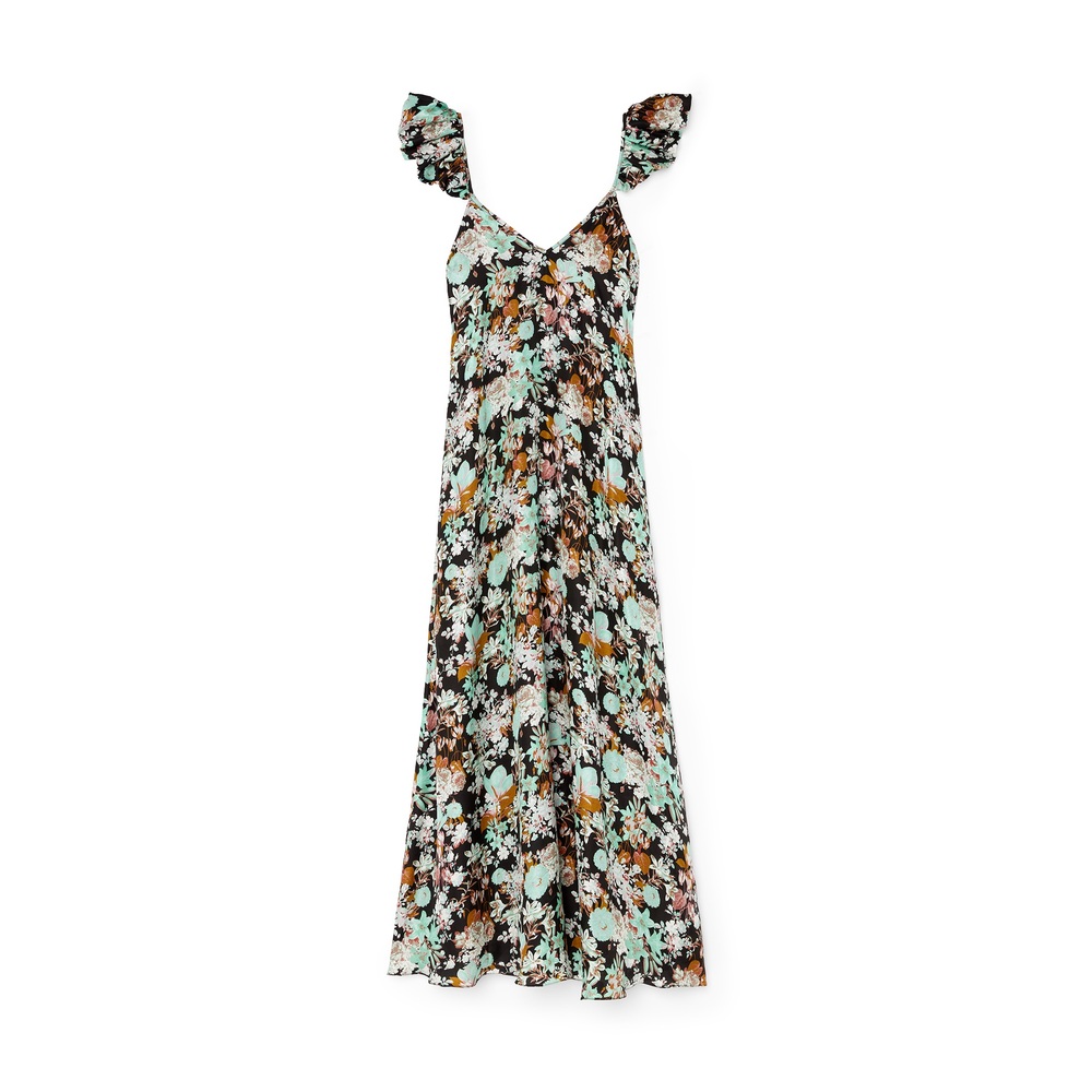 Kika Vargas Rafaella Dress In Mint Lilies Silk, Small