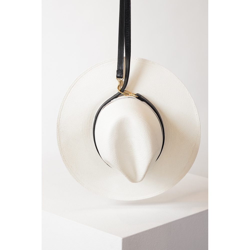Janessa Leone Hamilton Hat With Hat Carrier In Black And Bleach, Large