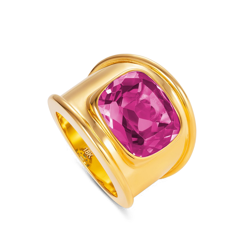 NeverNot My Sunshine Cocktail Ring In 18K Yellow Gold/Pink Topaz, Size 8