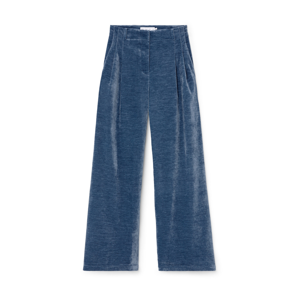 Proenza Schouler White Label Aria Chenille Suiting Pants In Steel Blue