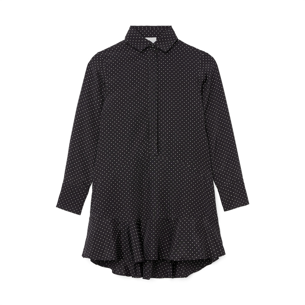 G. Label By Goop Joan Mini Shirtdress In Black/White Dot, Size 14