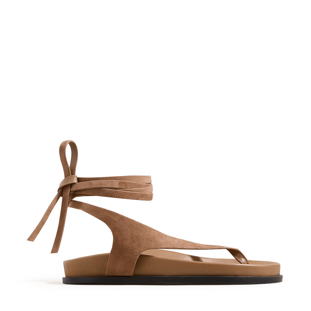 A Emery Shel Sandals In Nutmeg Suede, Size 39