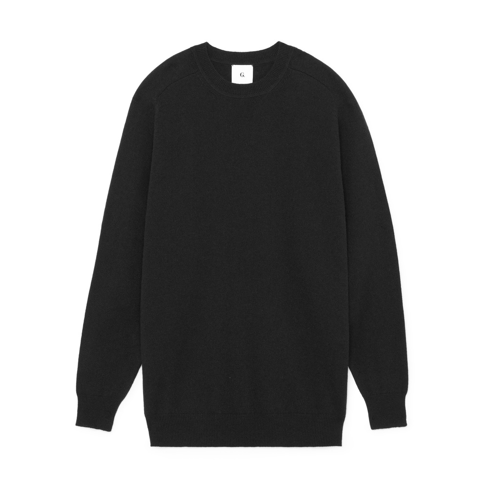 G. Label By Goop Gia Classic Cashmere Crewneck In Black, Small