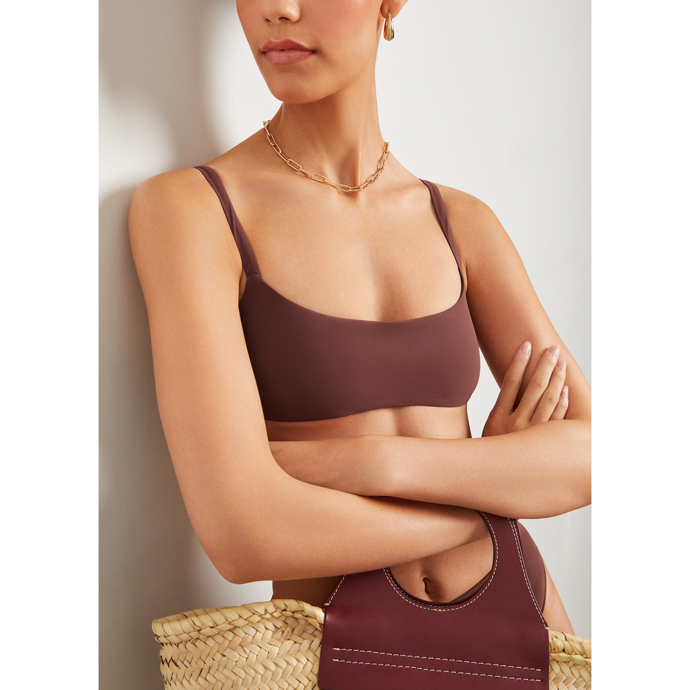 Anemos The Square-Neck Bikini Top In Umber, Small