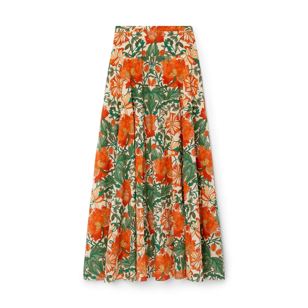 Cara Cara Gabriella Skirt In Egret Wild Blossoms, Size 10
