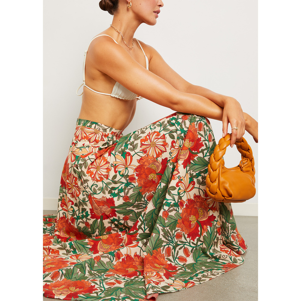 Cara Cara Gabriella Skirt In Egret Wild Blossoms, Size 4