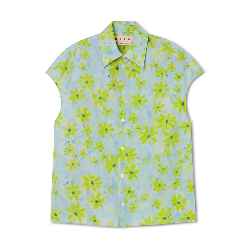 Marni Cocoon Shirt In Aquamarine, Size IT 38