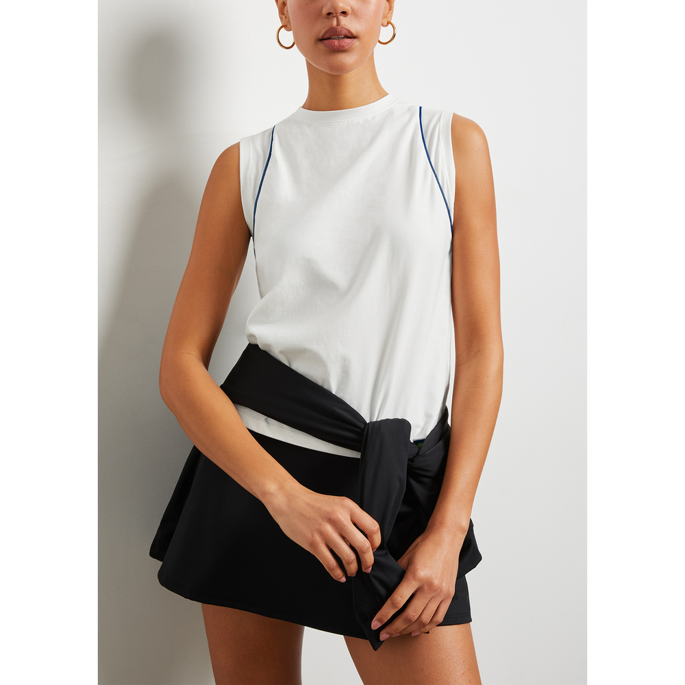 PQL Cropped Court Tank In White, X-Small