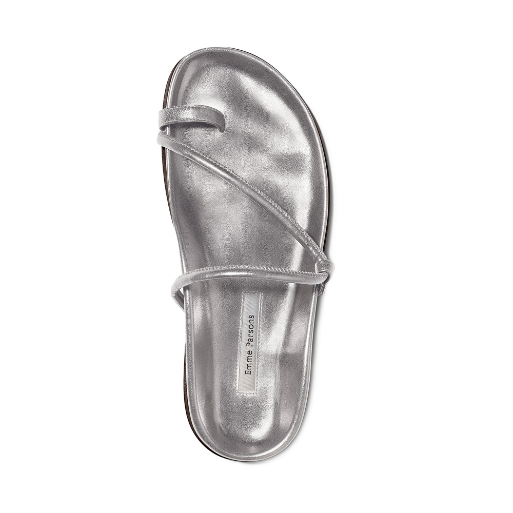 Emme Parsons Bari Sandals In Silver Nappa, Size IT 39