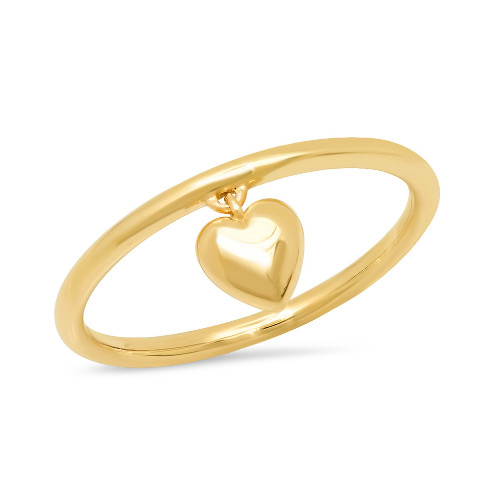 Eriness Hanging Heart Ring In Yellow Gold, Size 7