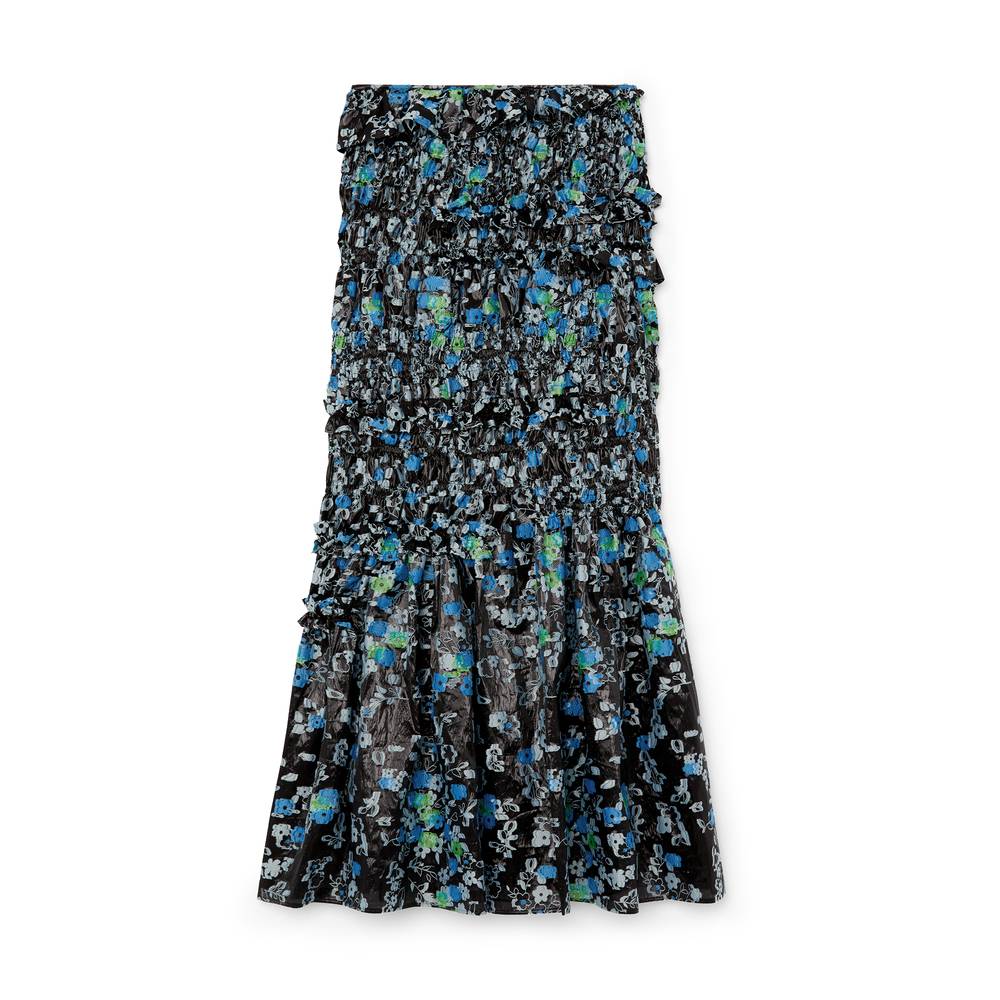 Cecilie Bahnsen Vianca Skirt In Black/Aqua, Size 8
