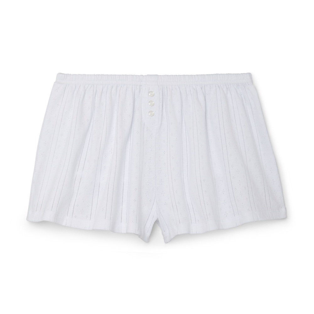 Cou Cou Intimates Womens 001 White Pointelle High-rise Organic-cotton Shorts In White