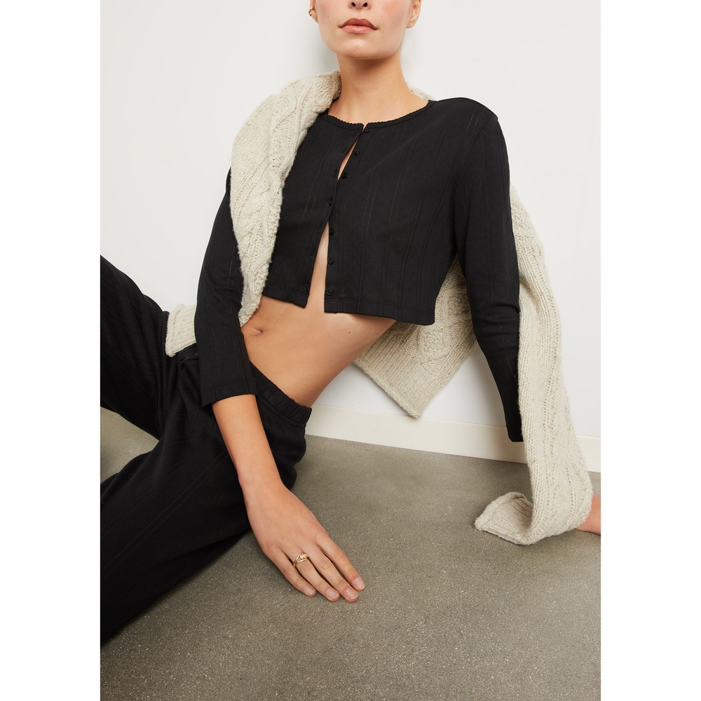 Cou Cou Intimates The Cropped Cardi In Black, X-Small