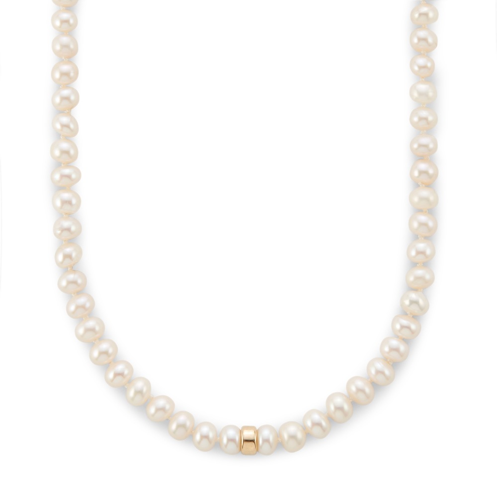 Sheryl Lowe Pearl Knotted Necklace In 14k Yellow Gold,pearl