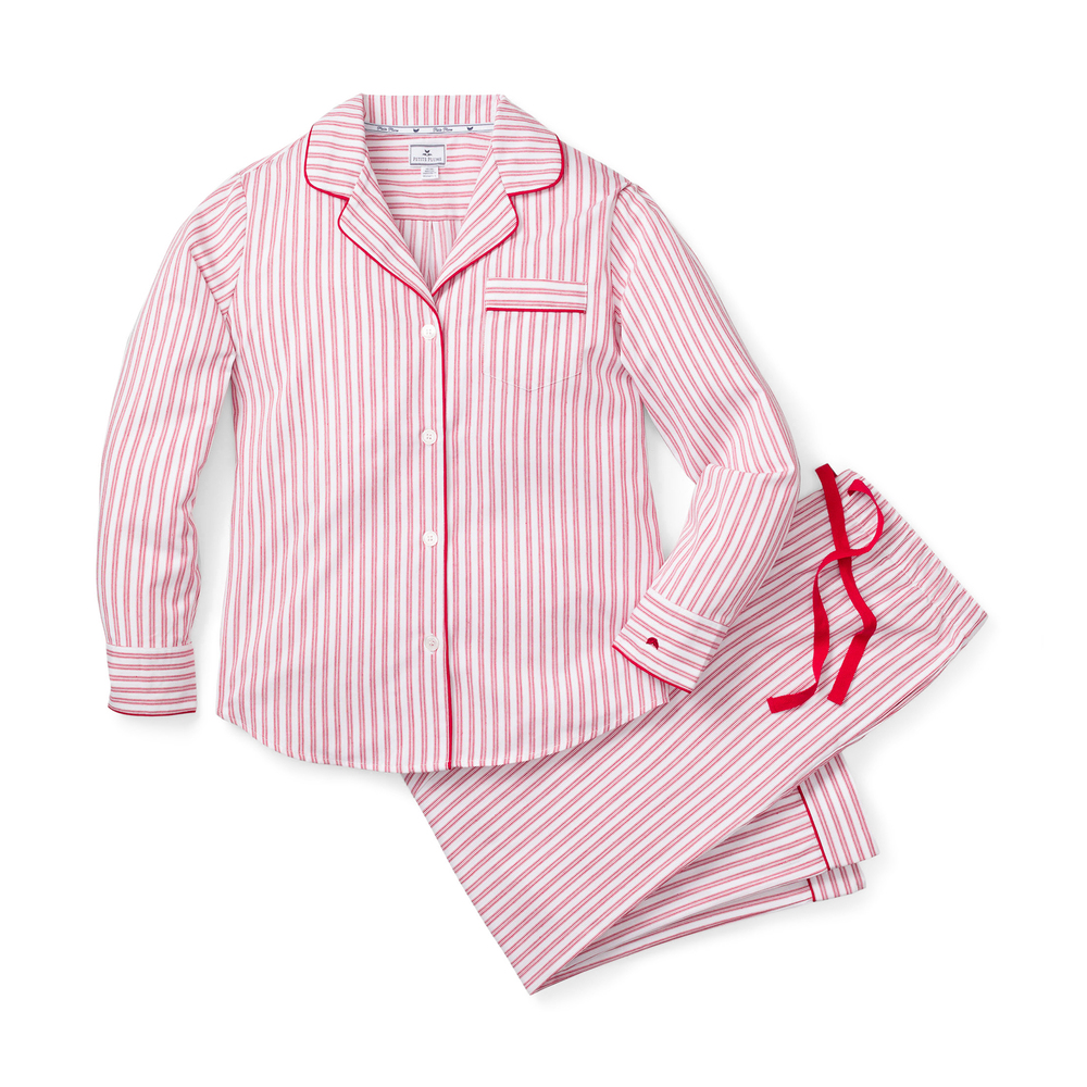 Petite Plume Antique Red Ticking Pajama Set, Medium