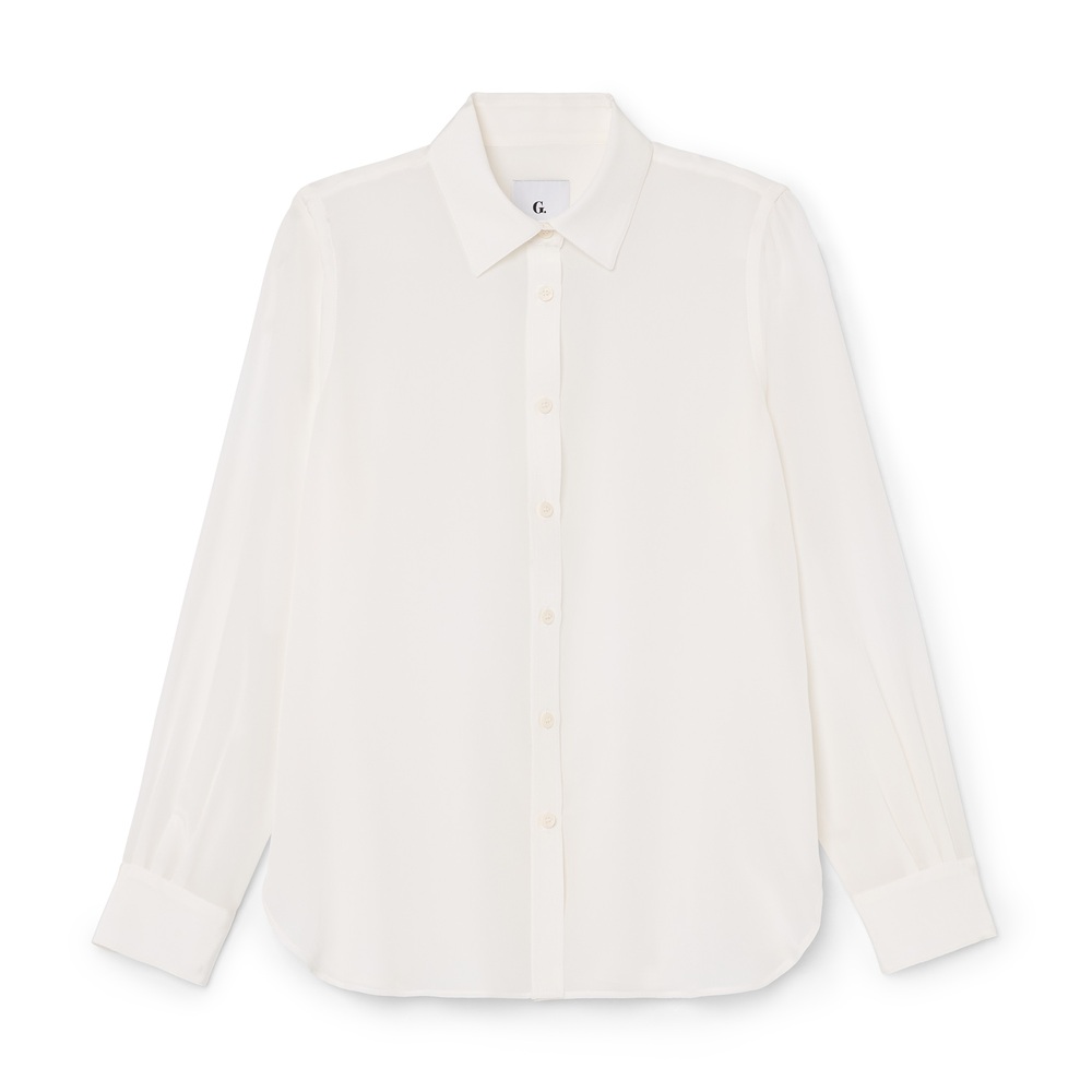 G. Label By Goop O’Neill Silk Boy Button-Down In White, Size 8