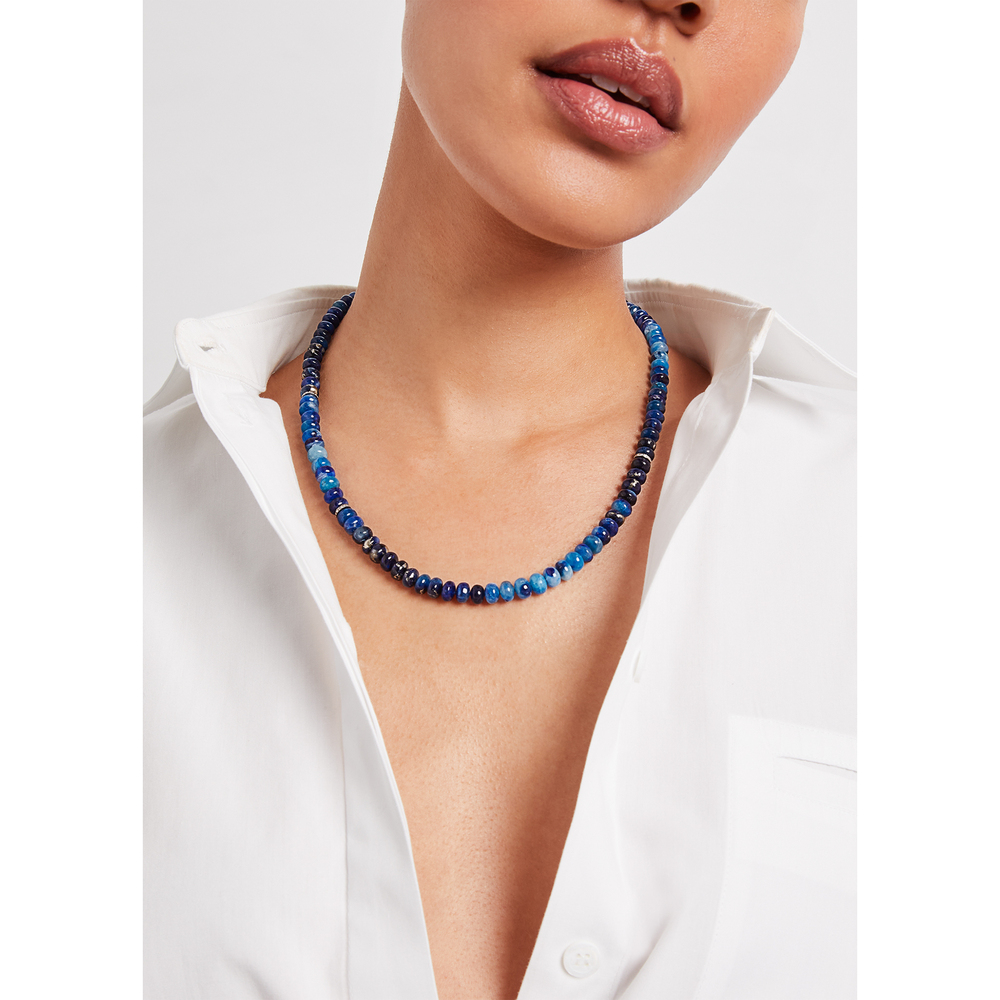 Sheryl Lowe Afghanite Necklace With Pavé Diamond Rondelles In Afghanite/Diamond