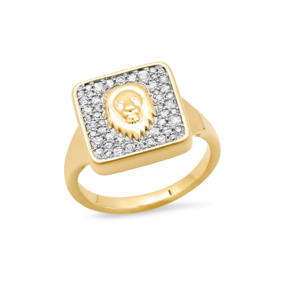 Eriness Zodiac Ring In 14k Yellow Gold,white Diamond