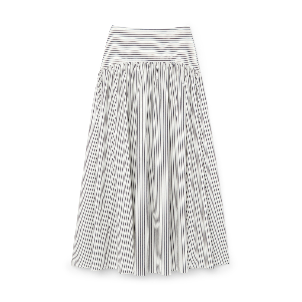 Shop Staud Procida Skirt In Ivory Micro Stripe