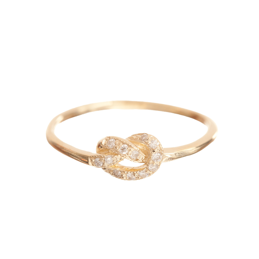 Ariel Gordon Jewelry Pavé Love Knot Ring In 14k Yellow Gold,white Diamond