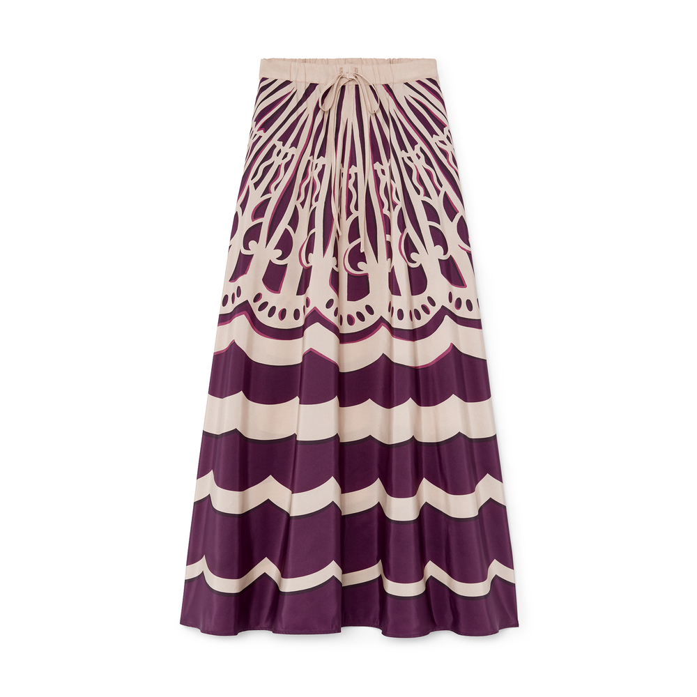 La Doublej Fans-print Drawstring Midi Skirt In Fans Placée