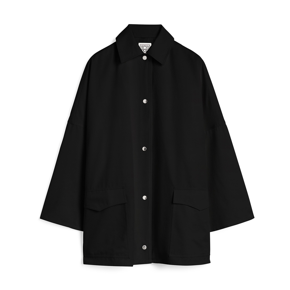 Totême Washed Cotton Overshirt Jacket Black In Black