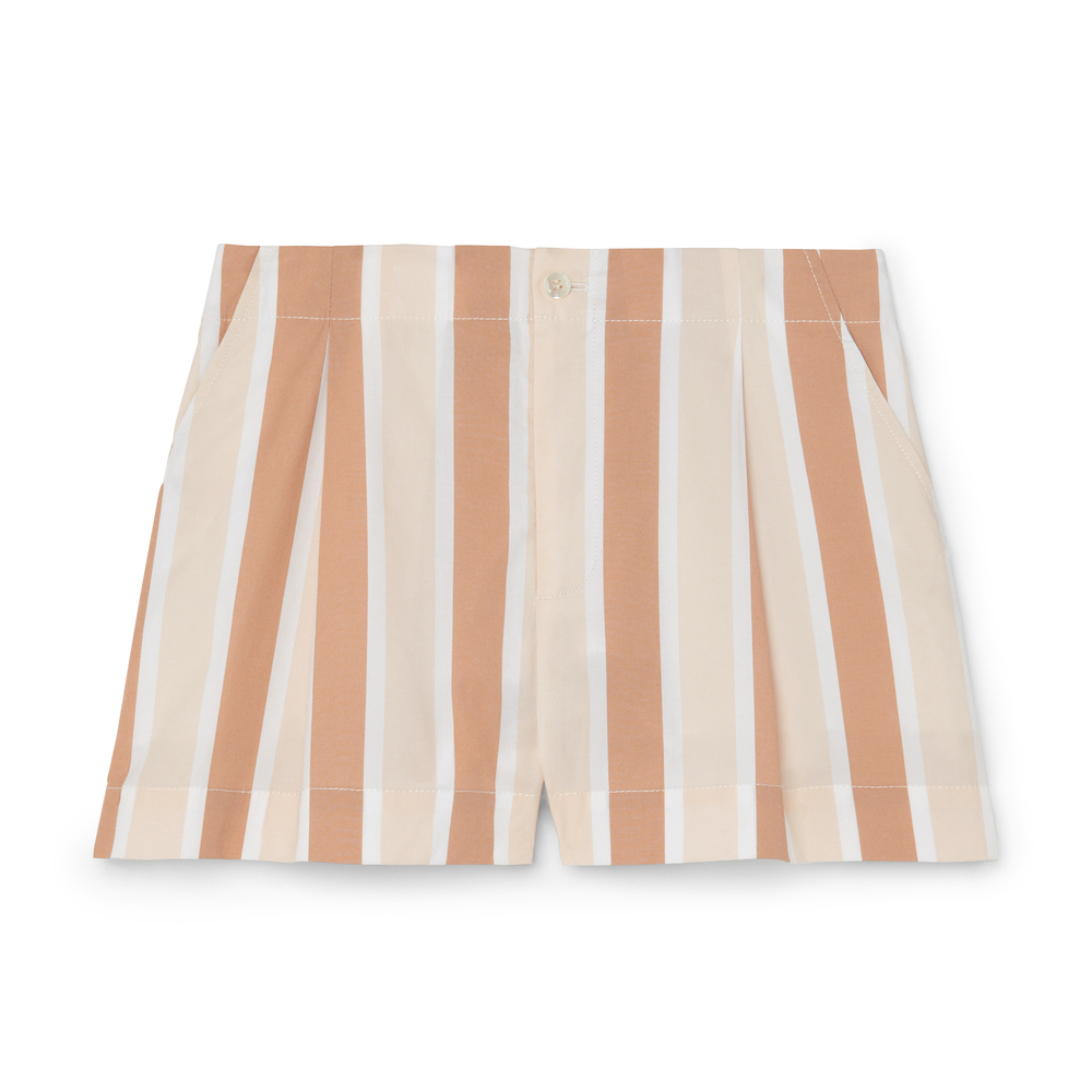 Shop Staud Zoey Shorts In Sand Stripe