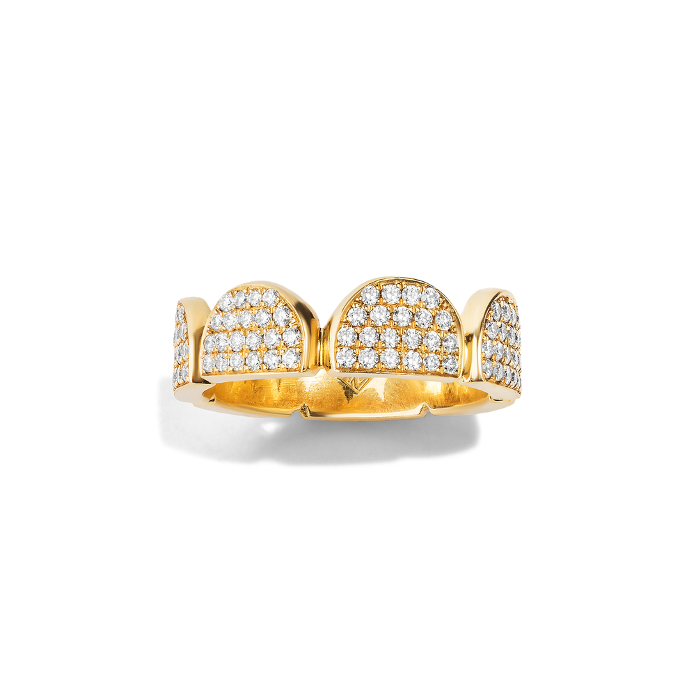 Shop Renato Cipullo Half-moon Ring In 18k Yellow Gold,diamonds