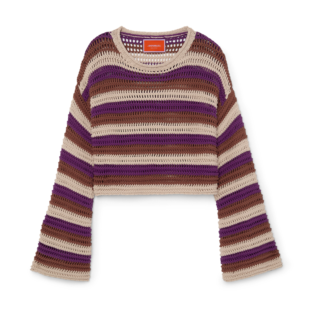 Shop La Doublej Cropped Sweater In Multicolor Avorio